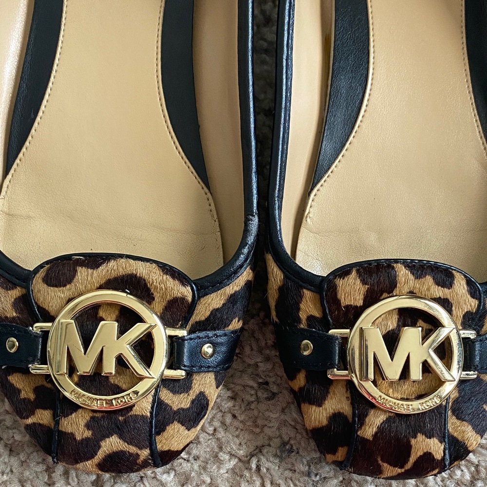 Michael Kors Animal Print Flats with Gold Accent - Picture 13 of 14